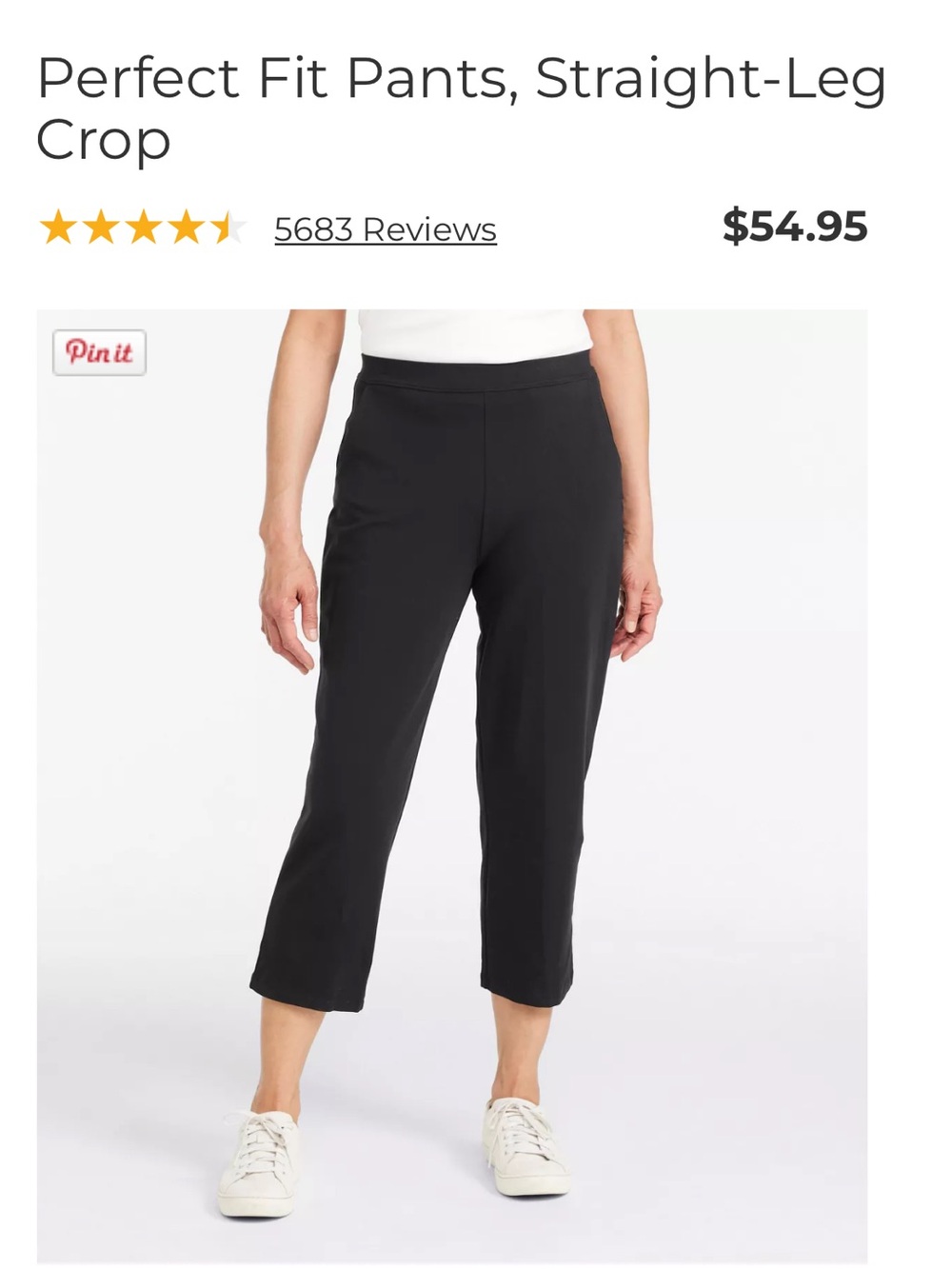 LL Bean MP Perfect Fit Pants, Straight-Leg Crop Black New no tag